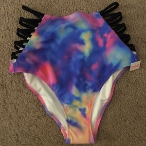 PINK high waisted bathing suit bottoms